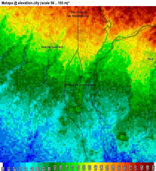 Metapa elevation map