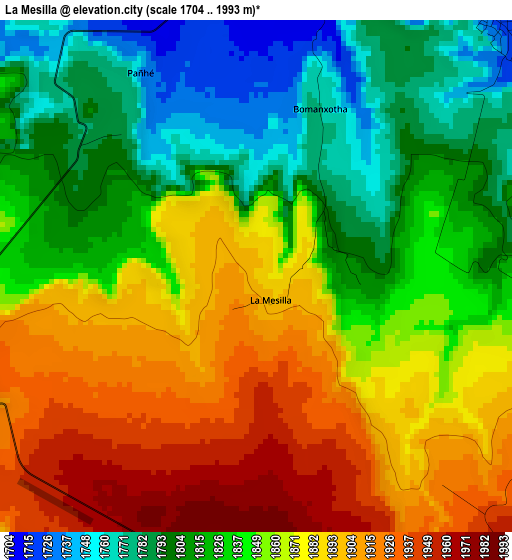 La Mesilla elevation map