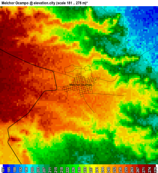 Melchor Ocampo elevation map
