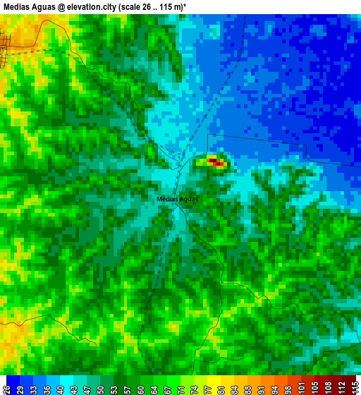 Medias Aguas elevation map