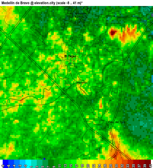 Medellín de Bravo elevation map