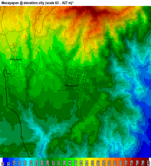 Mecayapan elevation map