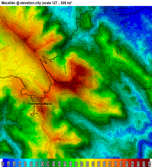 Mecatlán elevation map