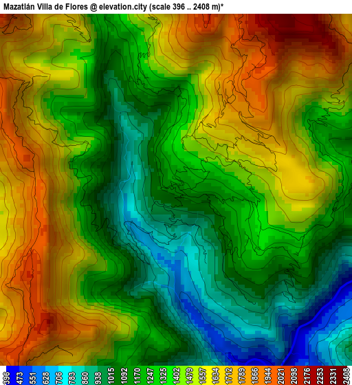 Mazatlán Villa de Flores elevation map