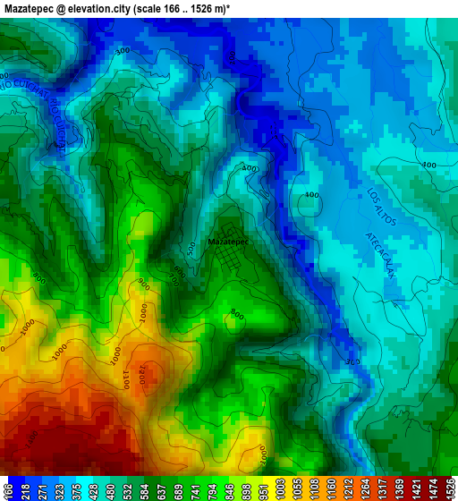 Mazatepec elevation map