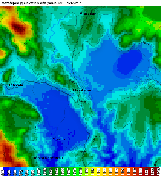 Mazatepec elevation map