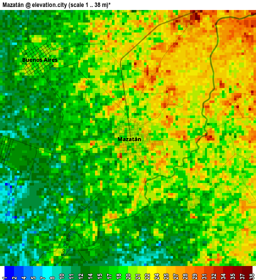 Mazatán elevation map