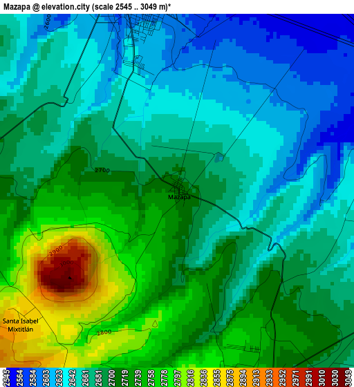 Mazapa elevation map