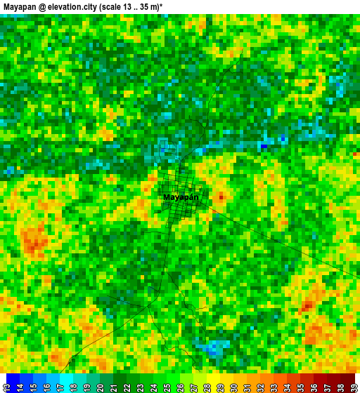 Mayapan elevation map