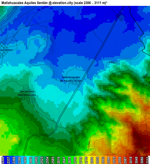 Matlahuacales Aquiles Serdán elevation map