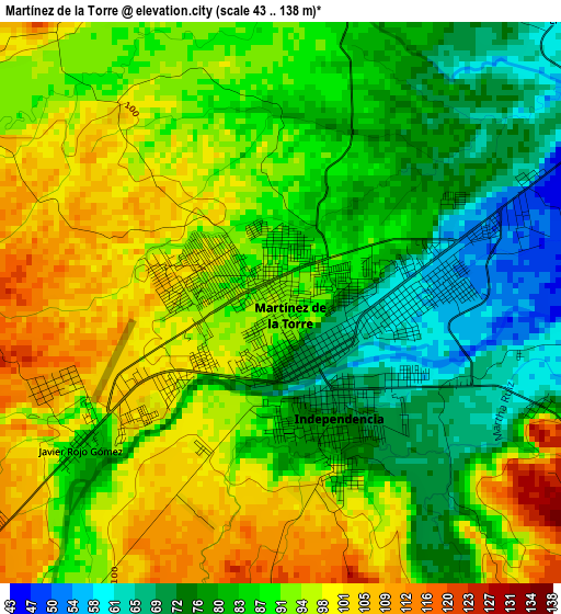 Martínez de la Torre elevation map