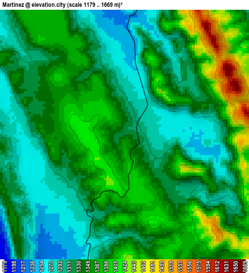 Martinez elevation map