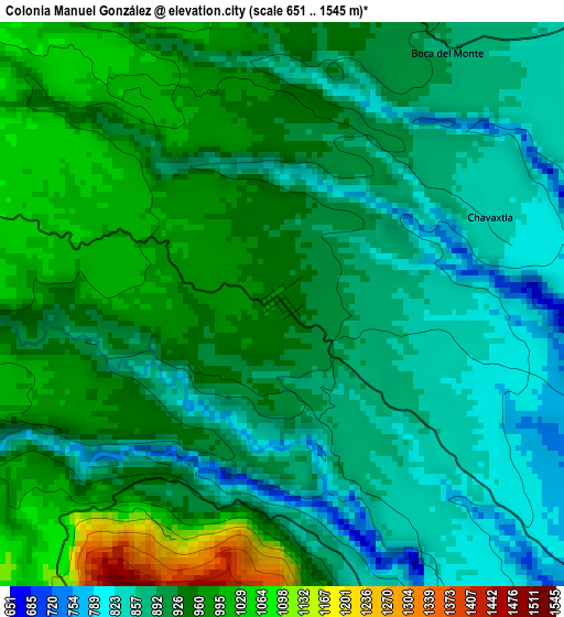 Colonia Manuel González elevation map