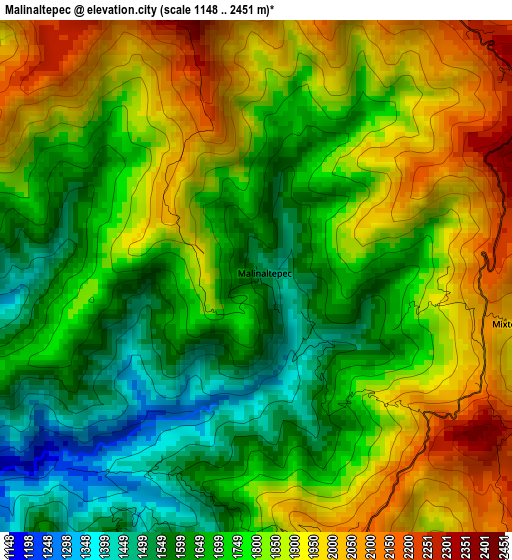 Malinaltepec elevation map