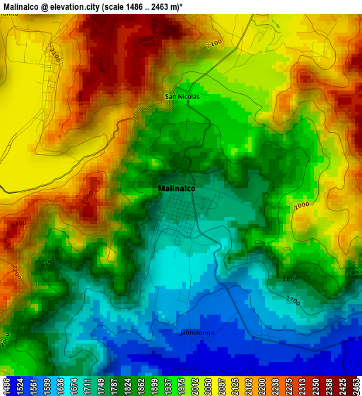 Malinalco elevation map