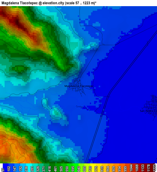 Magdalena Tlacotepec elevation map