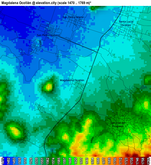 Magdalena Ocotlán elevation map