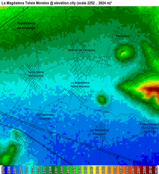 La Magdalena Tetela Morelos elevation map