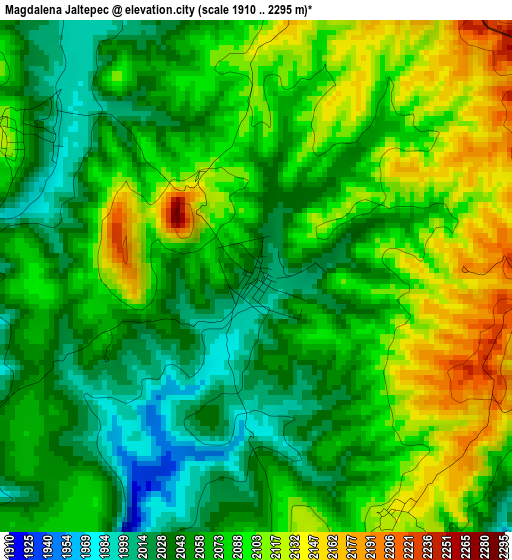 Magdalena Jaltepec elevation map