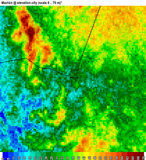 Mactún elevation map