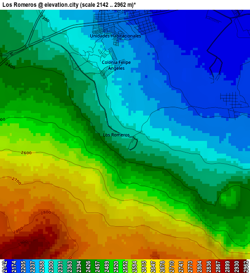 Los Romeros elevation map