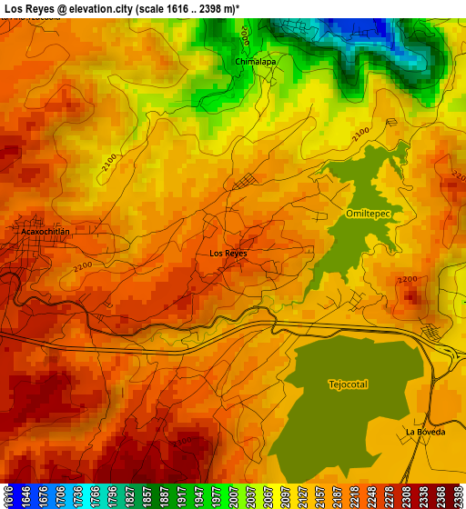 Los Reyes elevation map