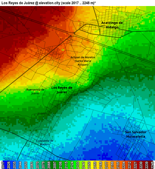 Los Reyes de Juárez elevation map