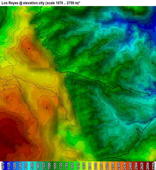 Los Reyes elevation map