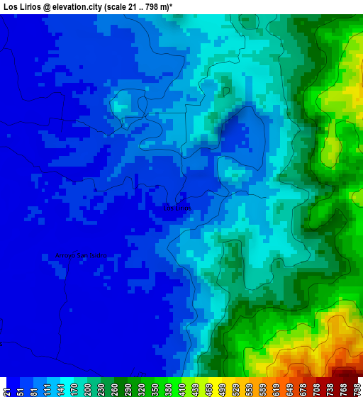 Los Lirios elevation map