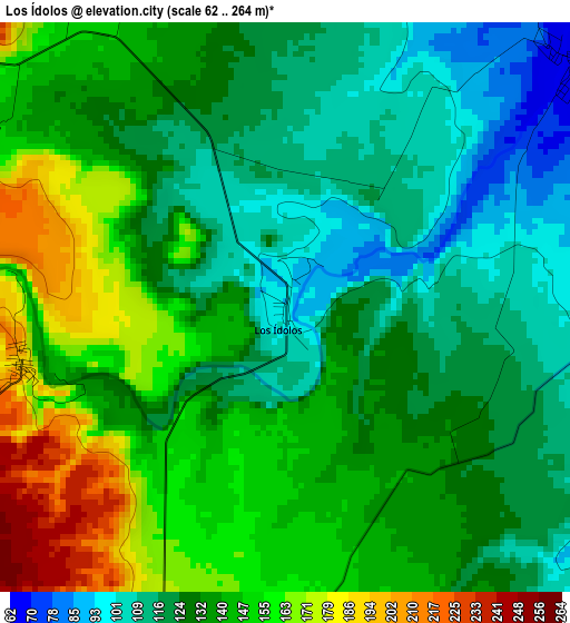 Los Ídolos elevation map