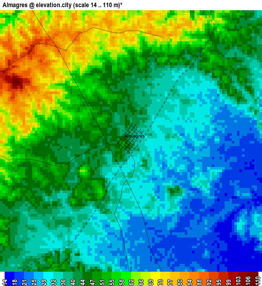 Almagres elevation map