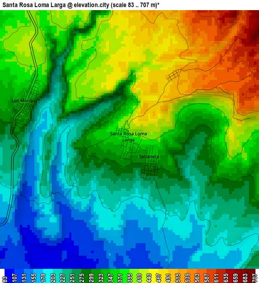 Santa Rosa Loma Larga elevation map