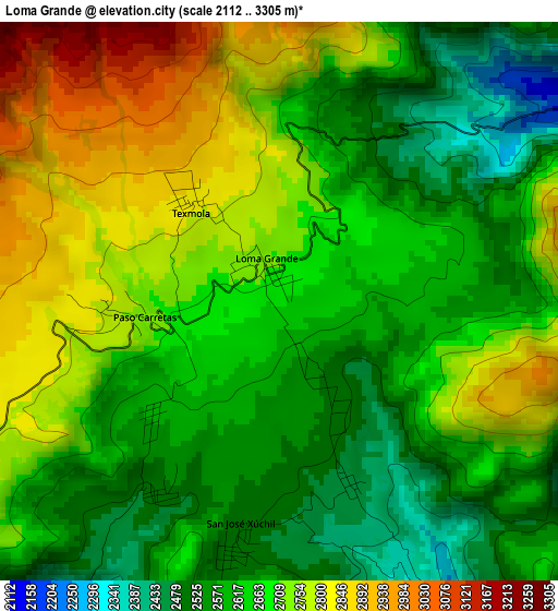 Loma Grande elevation map