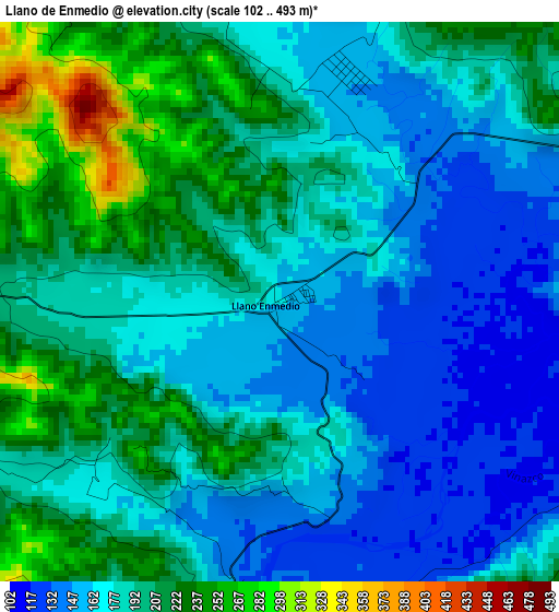 Llano de Enmedio elevation map