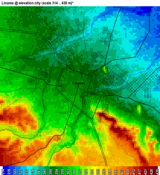 Linares elevation map