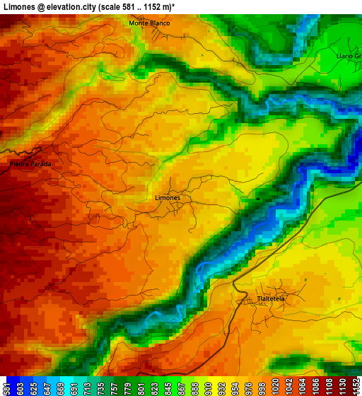 Limones elevation map