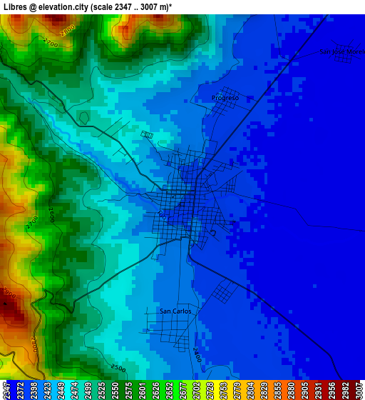 Libres elevation map