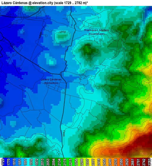 Lázaro Cárdenas elevation map