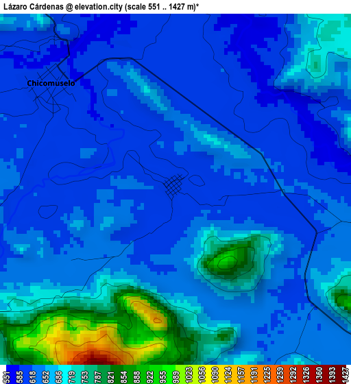 Lázaro Cárdenas elevation map