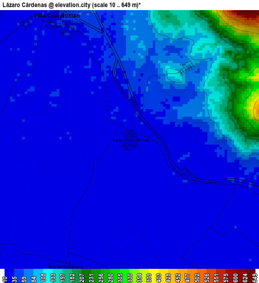 Lázaro Cárdenas elevation map