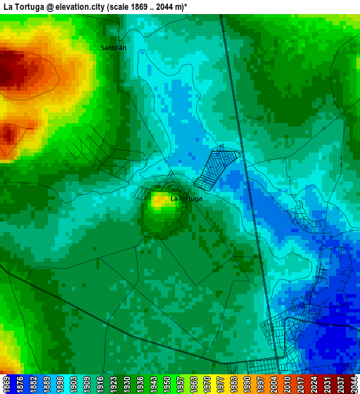 La Tortuga elevation map