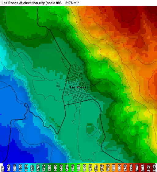 Las Rosas elevation map