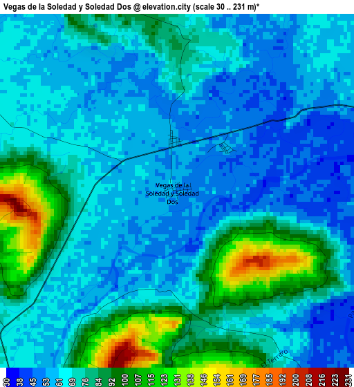 Vegas de la Soledad y Soledad Dos elevation map