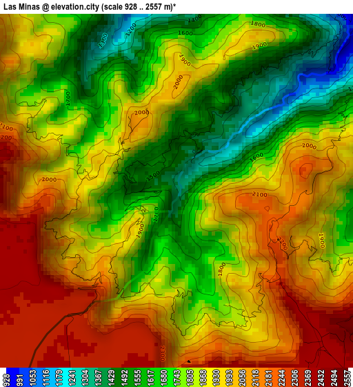 Las Minas elevation map