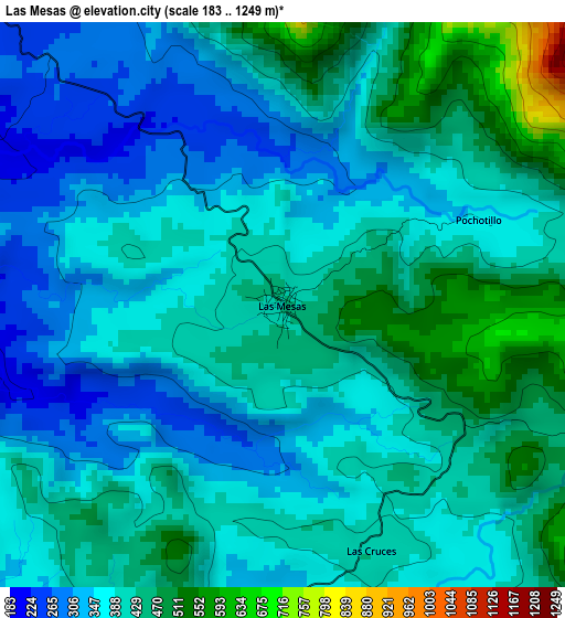 Las Mesas elevation map