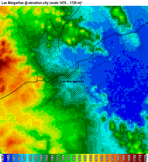 Las Margaritas elevation map