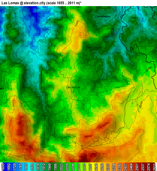 Las Lomas elevation map