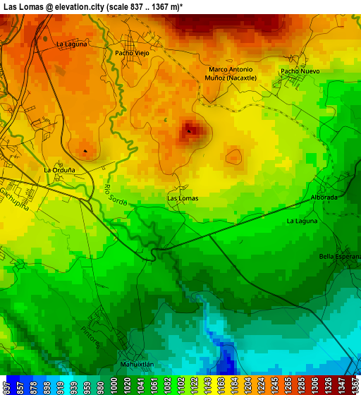 Las Lomas elevation map