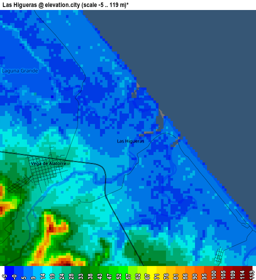 Las Higueras elevation map