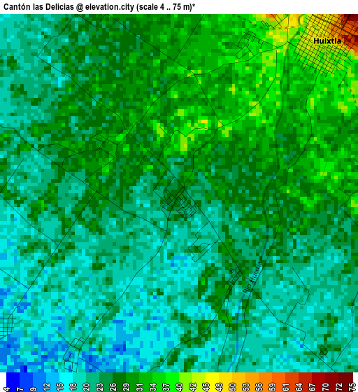 Cantón las Delicias elevation map